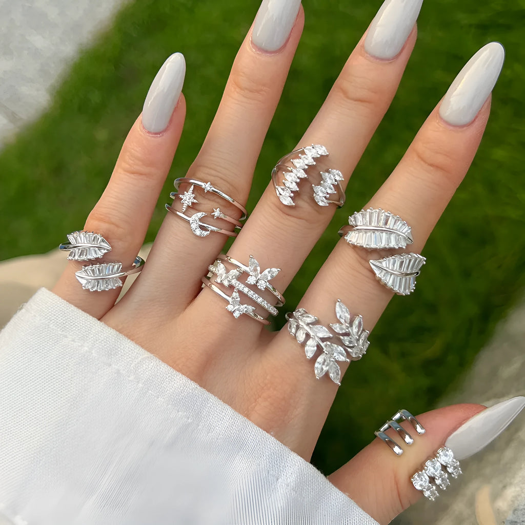 S925 sterling silver ring with zircon inlay, adjustable opening, geometric hexagon design in Japanese Korean style