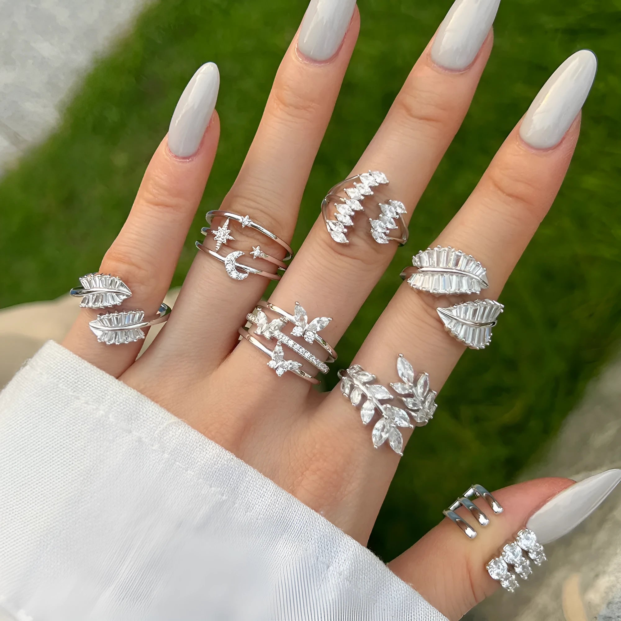 S925 sterling silver ring with zircon inlay, adjustable opening, geometric hexagon design in Japanese Korean style