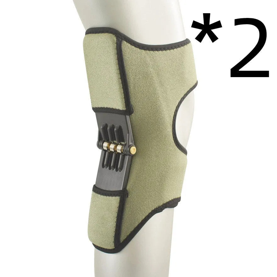 Green spandex knee support pad, free size, for hiking, climbing and camping