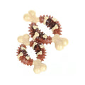 Bone-shaped natural rubber dog molar chew toy for teeth grinding, shown in large and small sizes.