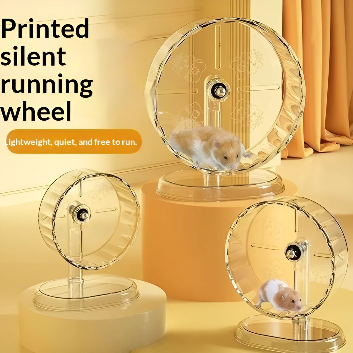 Silent hamster running wheel 24cm plastic wide surface transparent support
