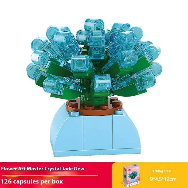Plastic building blocks flower pot model assembly toy for teenagers