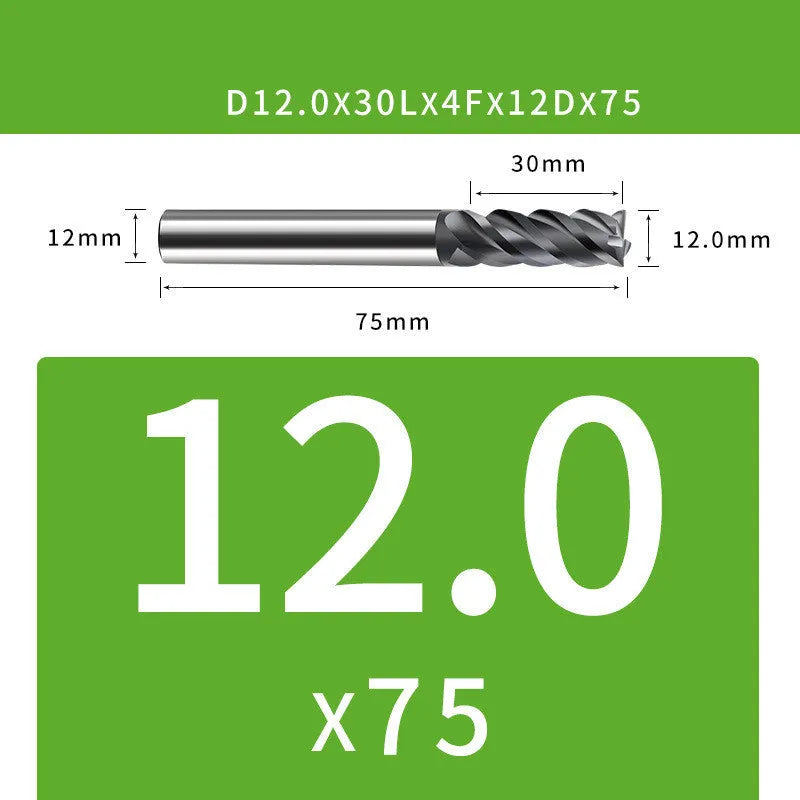 Tungsten steel 4-flute ball end mill tool for 1-12mm diameter milling
