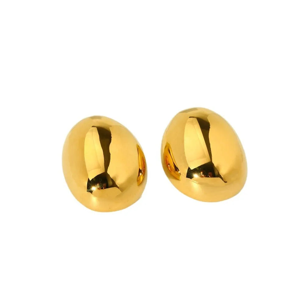 Geometric line earrings in stainless steel with 18K gold electroplated finish and glazed surface