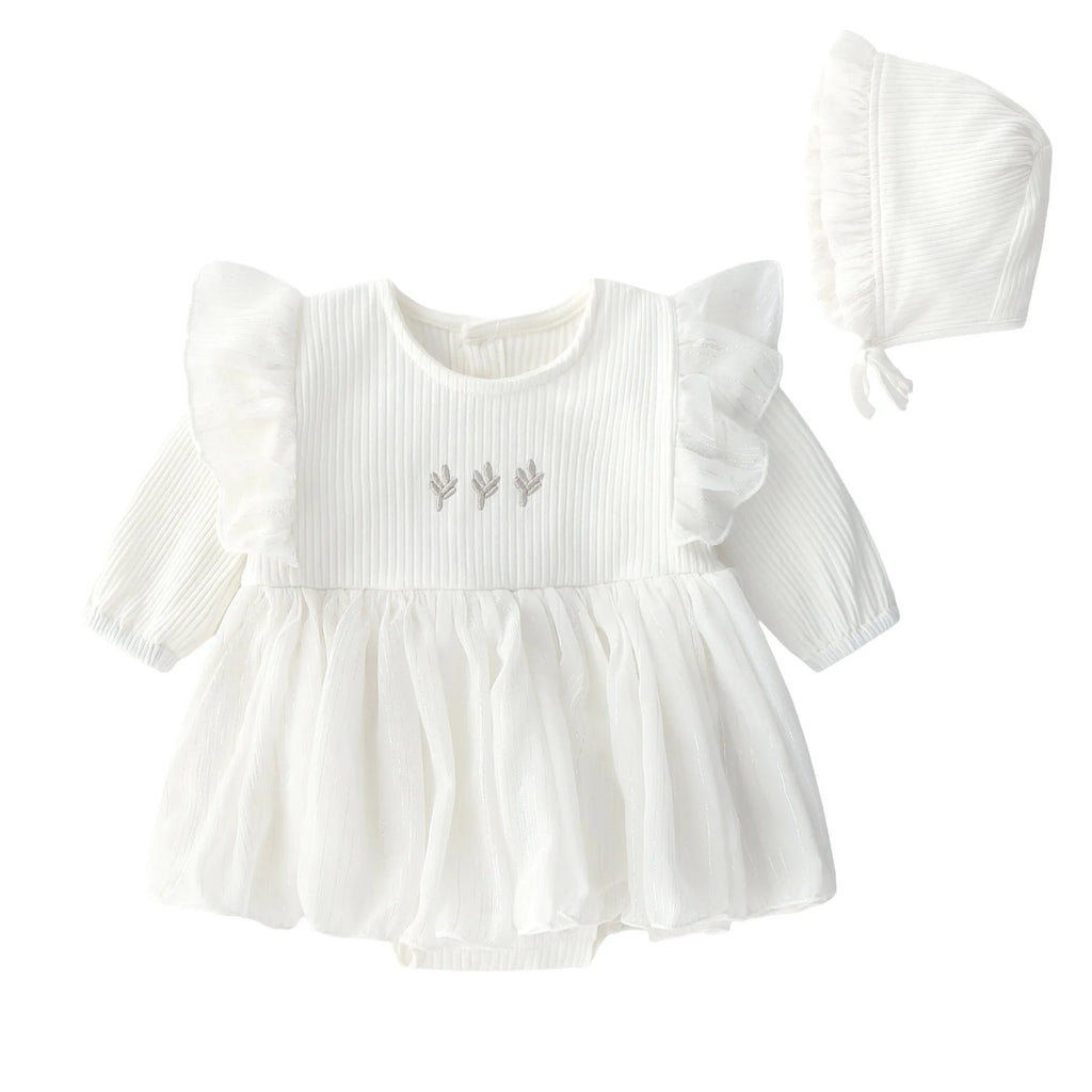Cotton baby princess fluffy dress for infant girls in pink, red, or white
