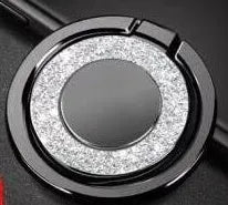 Bling glitter metal ring holder for phones in rose gold colour, showing rotation