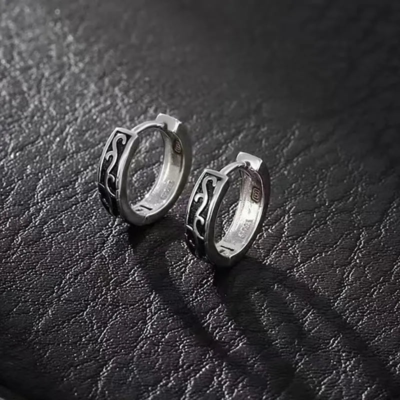 West Coast men's hip hop geometric copper earrings in 10mm and 14mm sizes
