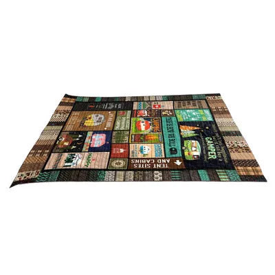 Outdoor camping blanket in soft polyester lamb cashmere cotton construction with multiple size options
