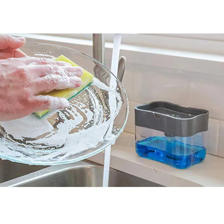 Grey and silver touchless automatic sensor kitchen soap dispenser made of plastic