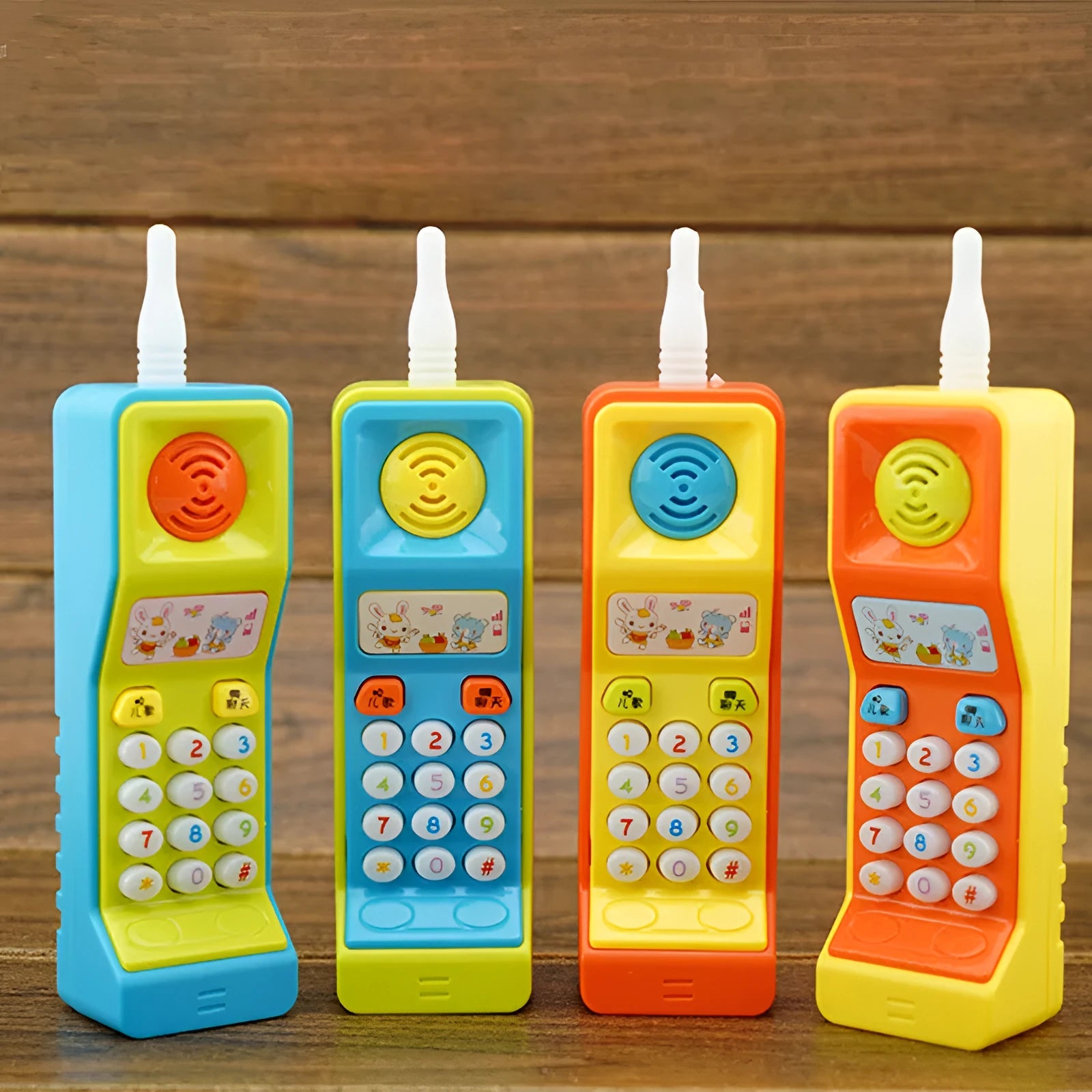 Children's battery-operated educational toy with cartoon animal theme, sound, and light effects.