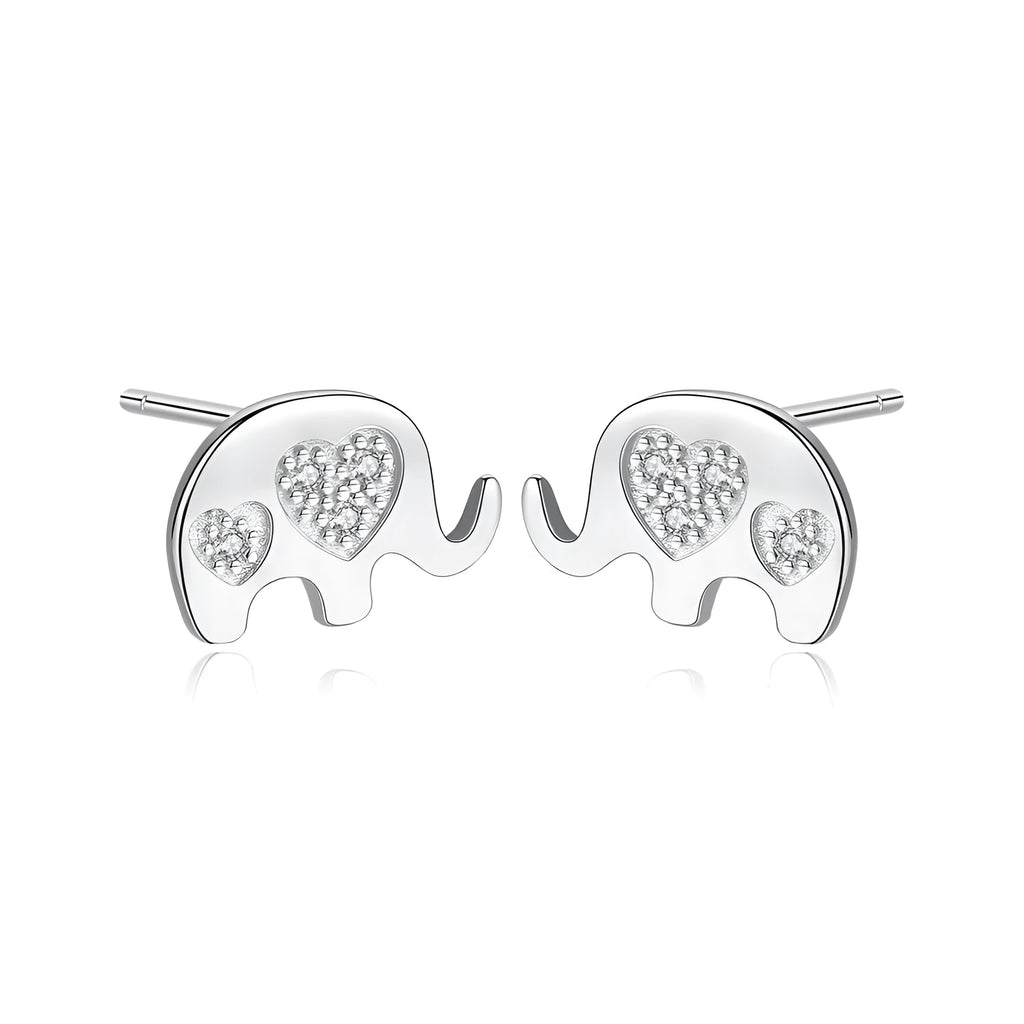 Geometric silver earrings with gem setting measuring 0.6cm by 0.9cm