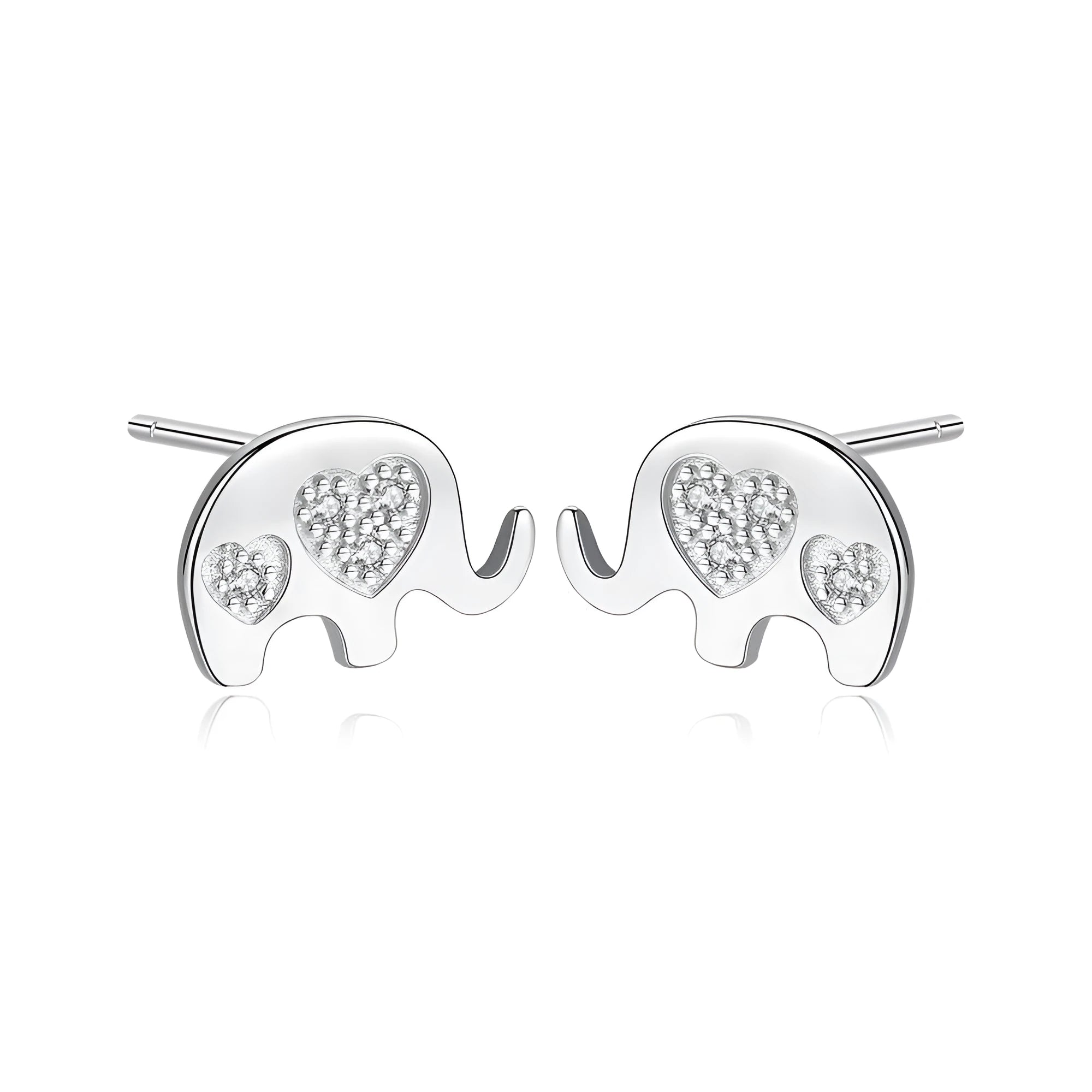 Geometric silver earrings with gem setting measuring 0.6cm by 0.9cm