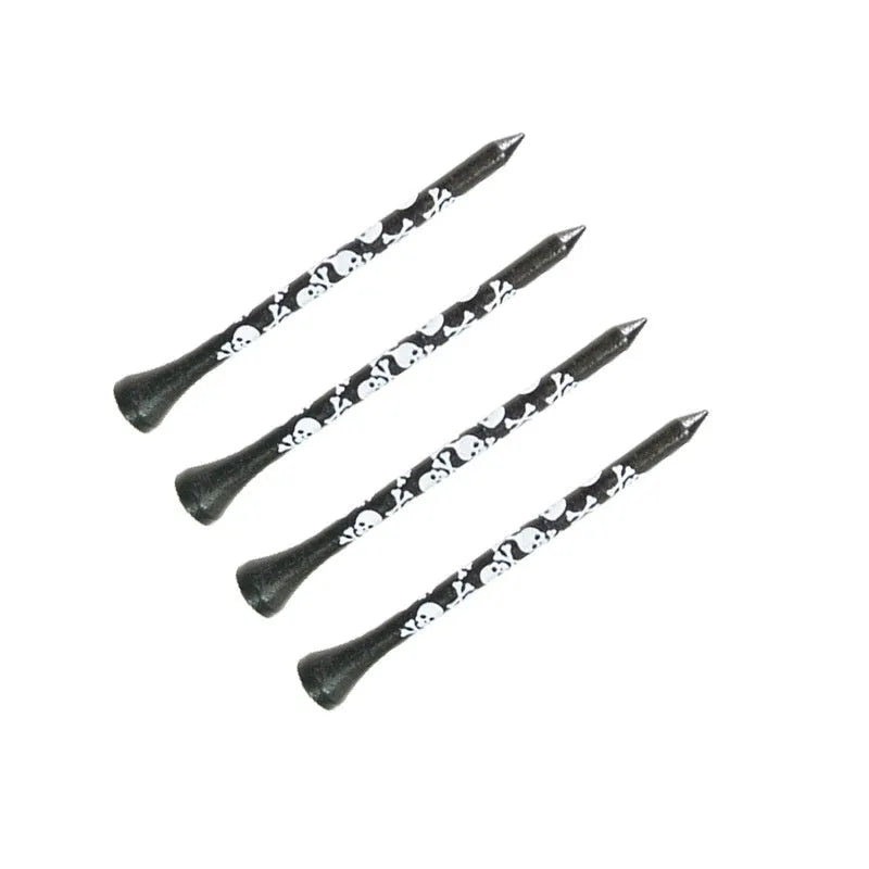 Black skull print bamboo dowel pins for golf shoes in 70mm and 83mm lengths
