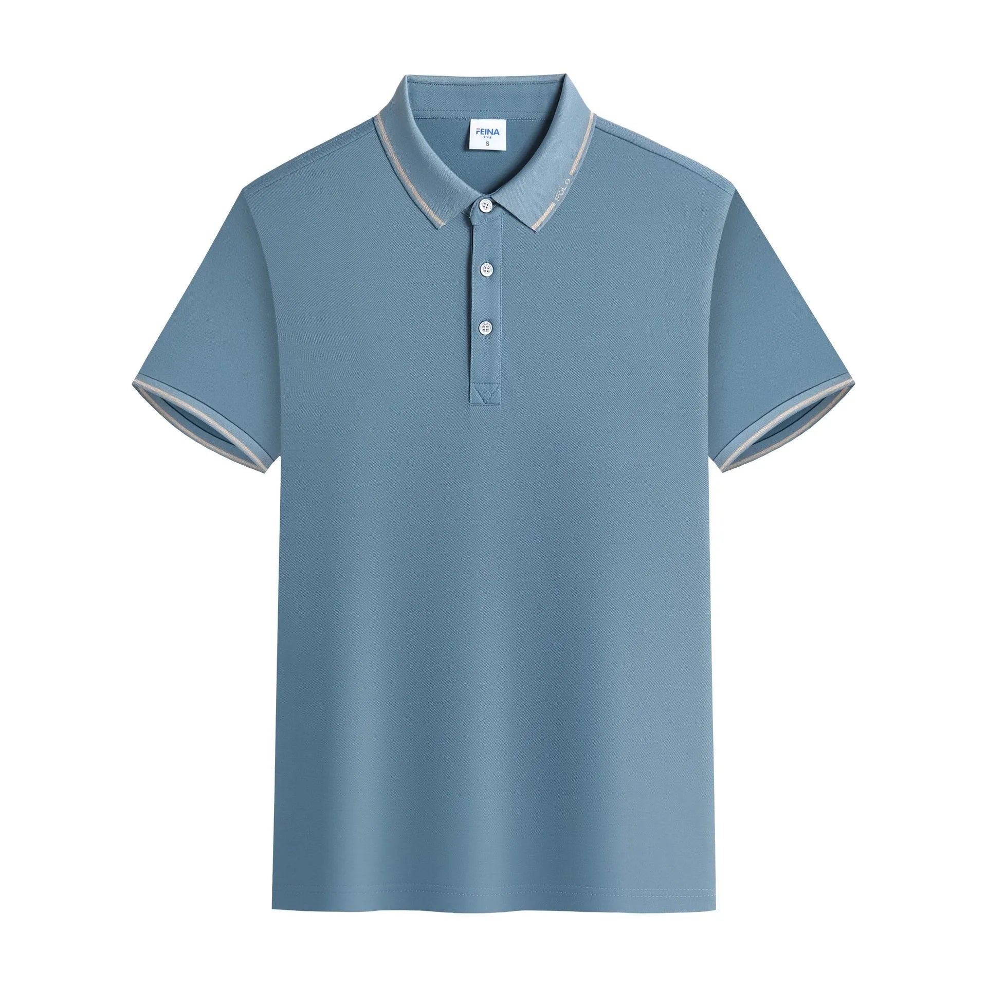 High-end solid colour cotton short-sleeved polo shirt for summer sports, shown in black