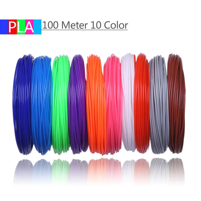 Multicolour ABS and PLA filament strips for 3D printing pen, 20 colours in self-sealing bag