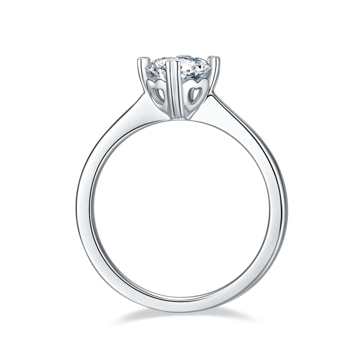 Heart-stirring Kiss wedding ring set with 1-carat moissanite stone on S925 silver band with platinum plating