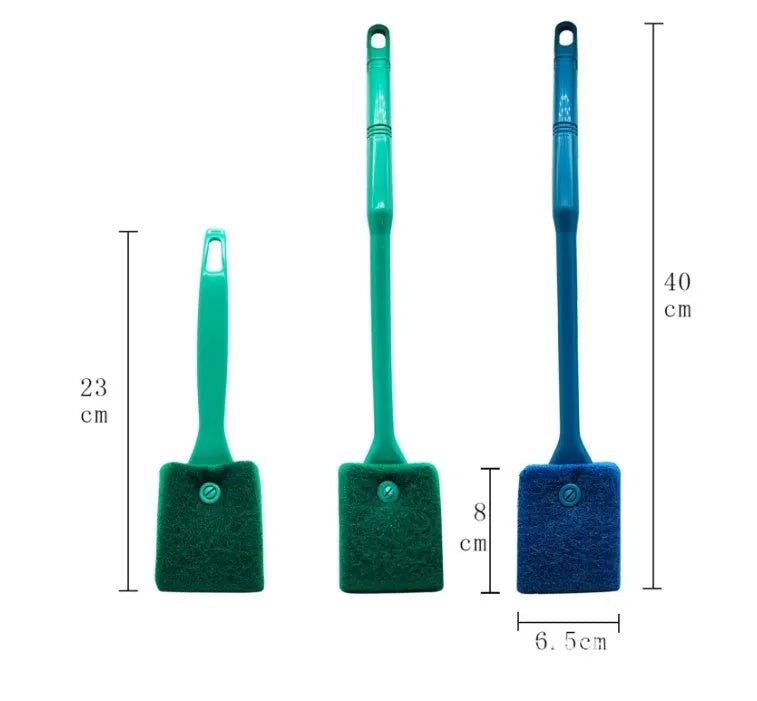 Long handle double-sided cleaning brush for aquarium in blue colour, 40cm or 23cm size options