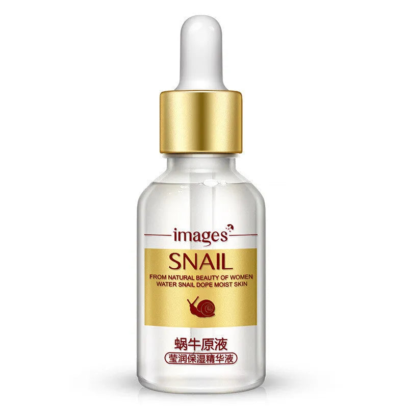 Snail moisturizing nourishing serum 15ml bottle with snail essence for face hydration and whitening