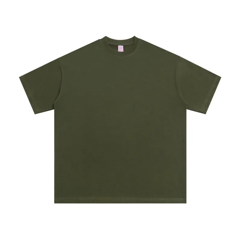Man wearing loose fit cotton pullover T-shirt in apricot colour with half sleeves
