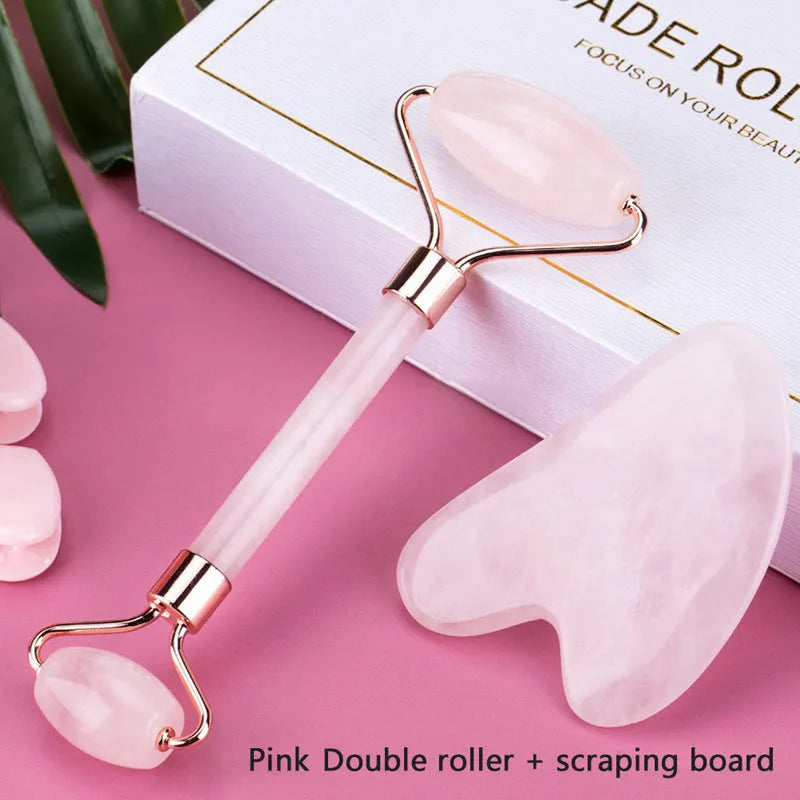 Resin beeswax gua sha roller set with black jade handle and scraper for facial massage