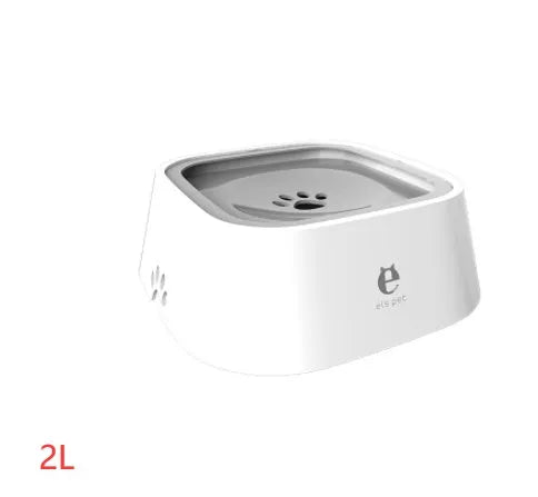 1.5L grey anti-overflow floating water bowl for cats and dogs with non-slip base