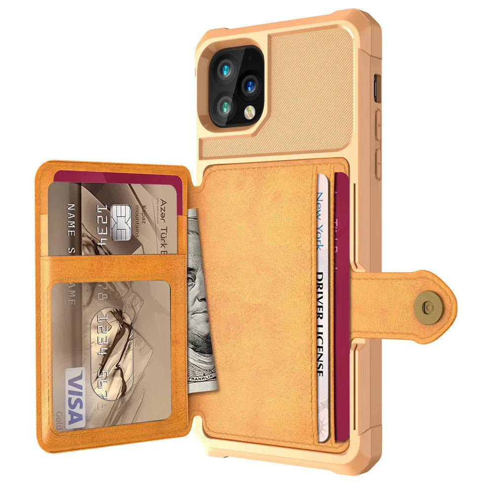 Imitation leather card wallet phone case for iPhone in multiple colour options