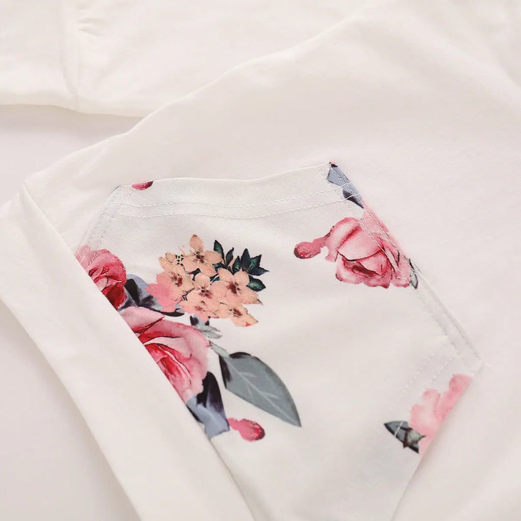 White cotton hooded tracksuit for baby girls with long sleeves and trousers