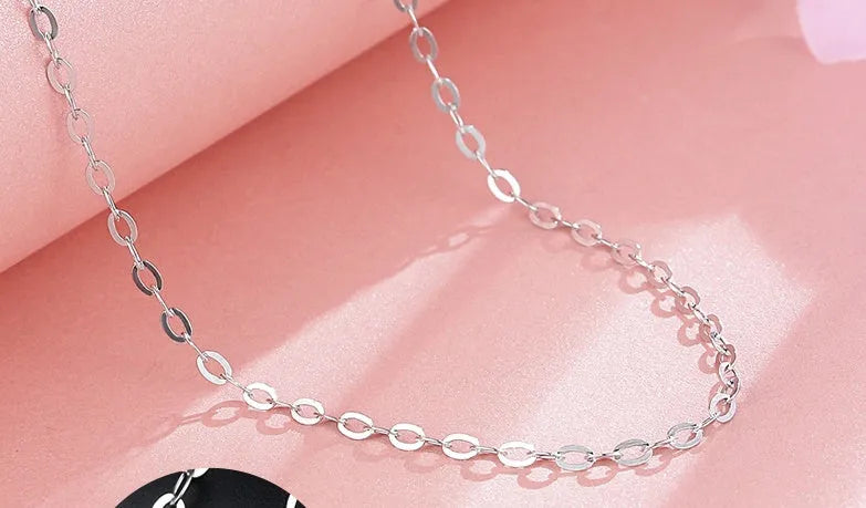 S925 sterling silver necklace with plated finish in one of eight styles on white background