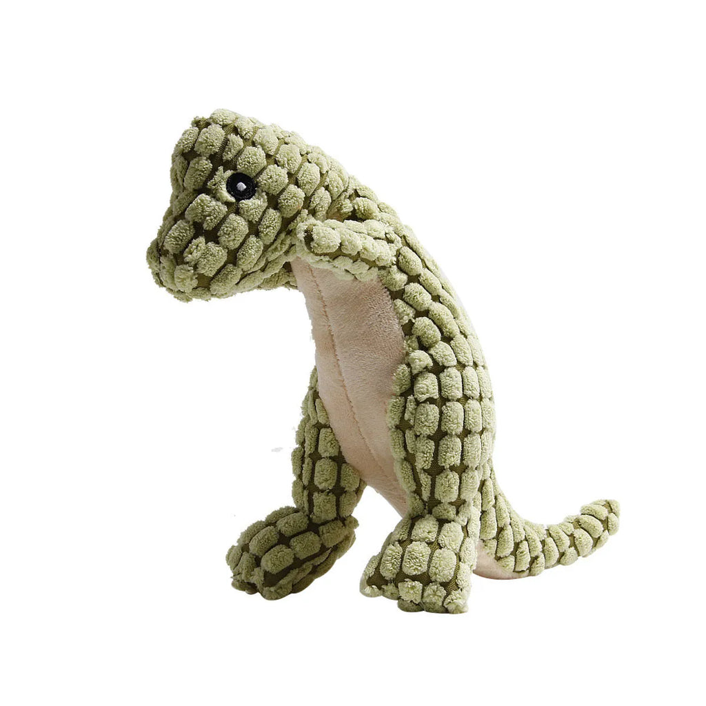 Grey, green, and orange squeaker dog chew toy with rope centre for large breeds.
