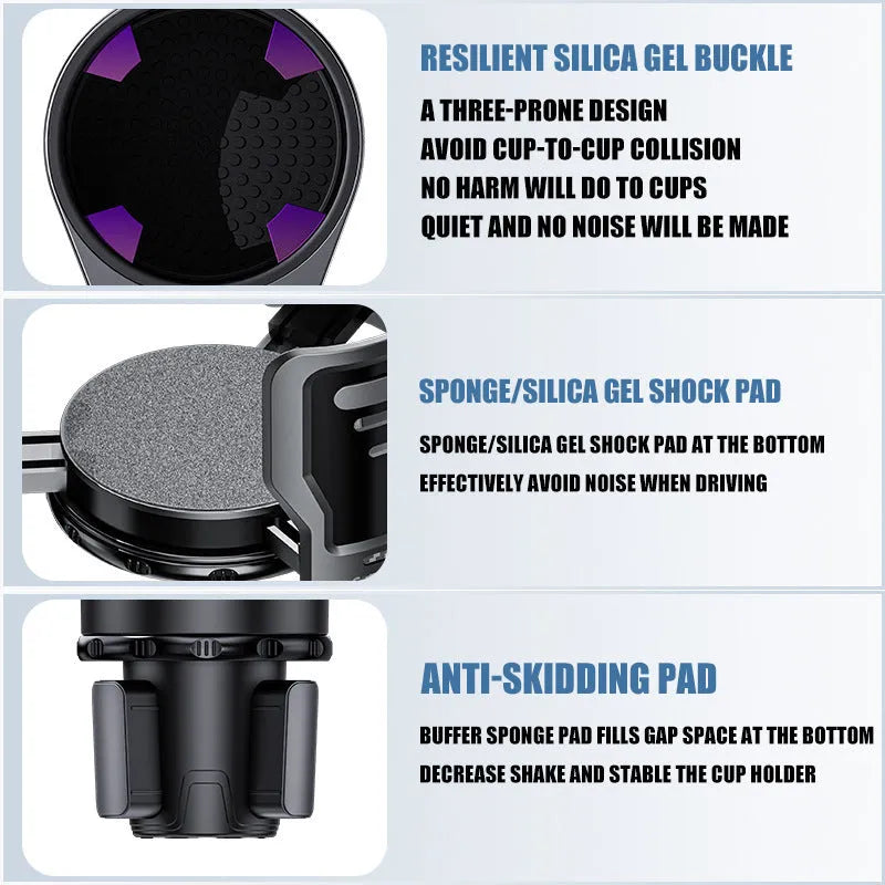 Carbon fibre black ABS car cup holder with two size options for central control cup position