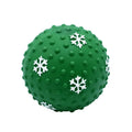 Red and green Christmas dog toy ball with snowflake pattern, approximately 7cm diameter