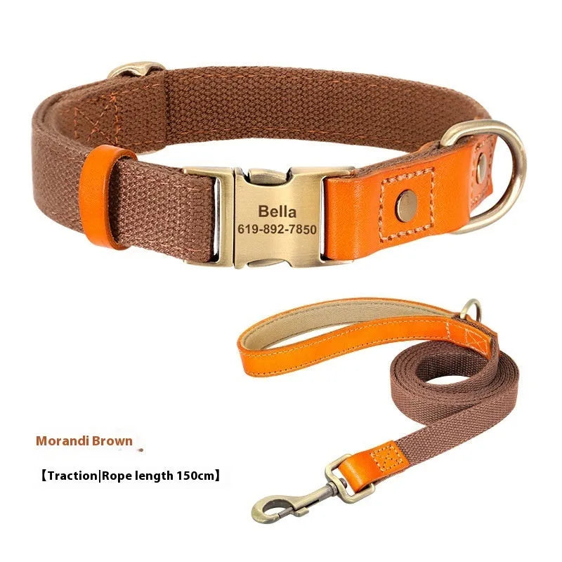 Small dog collar and lead set made from soft mohair in a light blue colour with contrasting lettering.