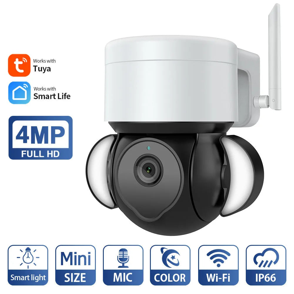 Graffiti 4G outdoor surveillance camera 2-inch ball with full colour night vision and floodlight in white Plastic ABS housing