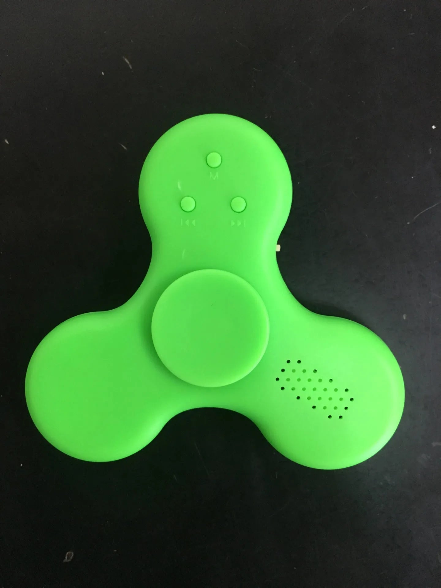 Bluetooth speaker fidget spinner in ABS plastic with 80mm diameter, shown in blue colour option