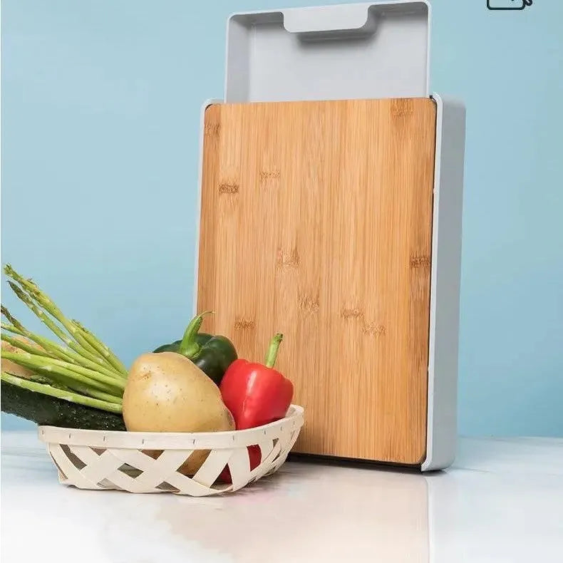 Large square bamboo cutting board measuring 32.5 by 24.5 by 4.8 cm for chopping