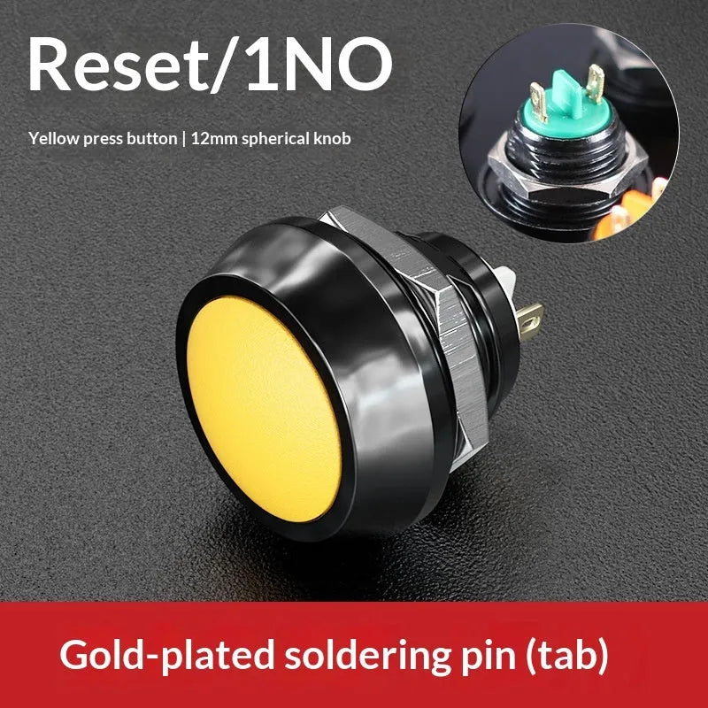 12mm red wave spherical handle self-resetting button with silver-plated contacts, waterproof, for electronic remote control