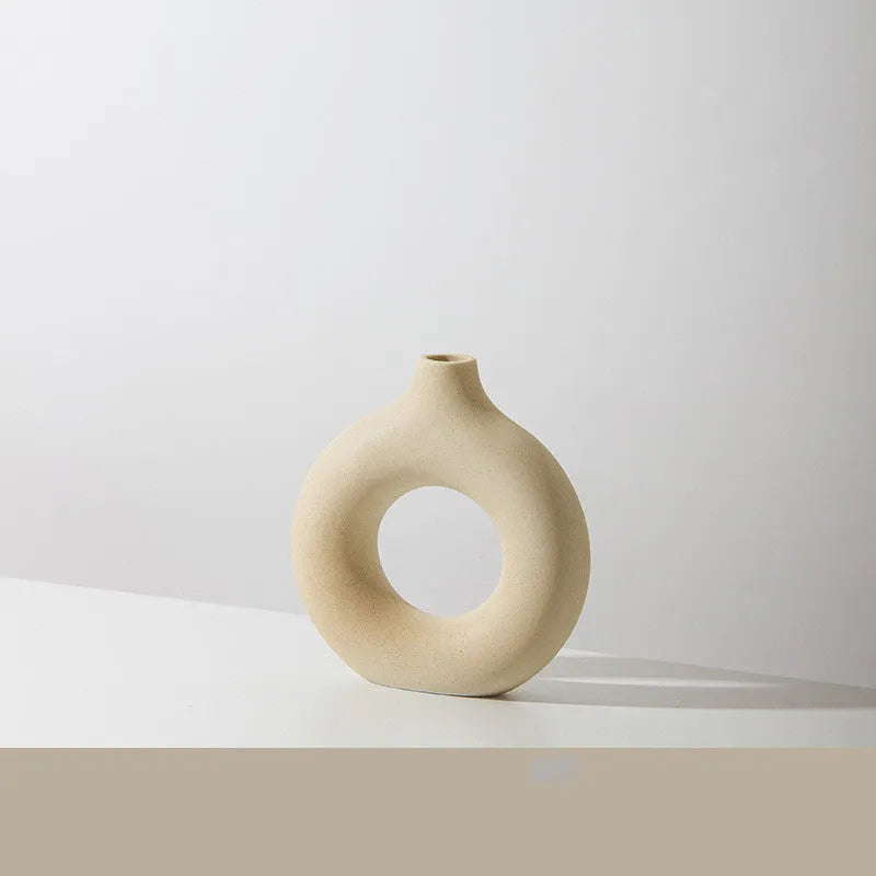 Porcelain biscuit vase with frosted texture for flower arranging in modern design