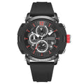 Men's multi-function luminous waterproof calendar watch in various colours showing 51mm case.