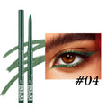 Set of 12 colourful gel glitter eyeliner pencils with various finishes including matte and glitter effects