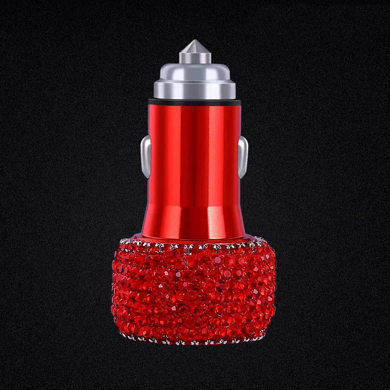Fast charging mobile phone charger bracket for car with high tenacity nylon wire and reinforced interface, diamond colour