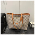 Black PU leather shoulder bag with sewing thread details, shown with grey, brown, and white colour options.