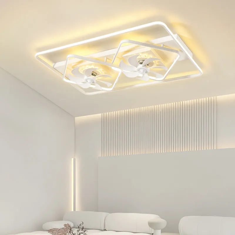 Modern thin suction ceiling fan with light unit showing acrylic lampshade and plastic blades.