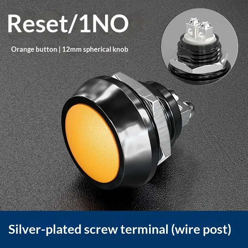12mm red wave spherical handle self-resetting button with silver-plated contacts, waterproof, for electronic remote control