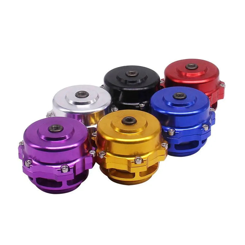 Aluminium alloy automotive blowdown valve in assorted colours, 50mm size.