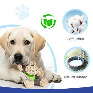 Cartoon monkey plush dog toy with squeakers for small to medium dogs