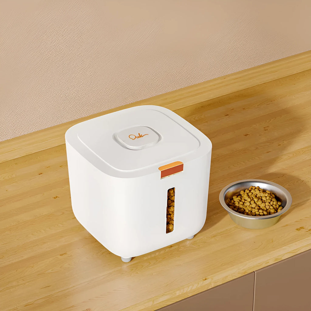 Ivory white PP pet food storage barrel with sealable lid, 6kg to 12kg capacity options