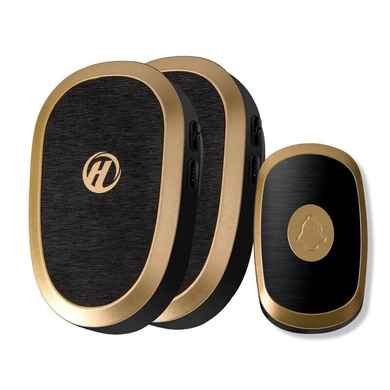Black Gold wireless doorbell receiver and waterproof outdoor button for villa use
