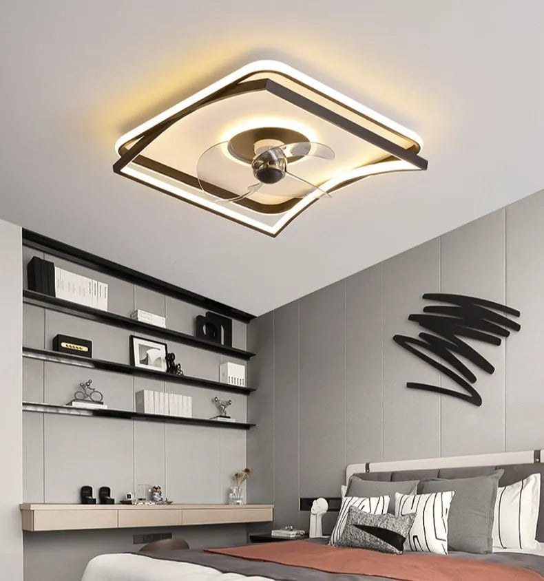 Modern simple lamp package with remote control and mobile app, in black, for bedroom and dining room use
