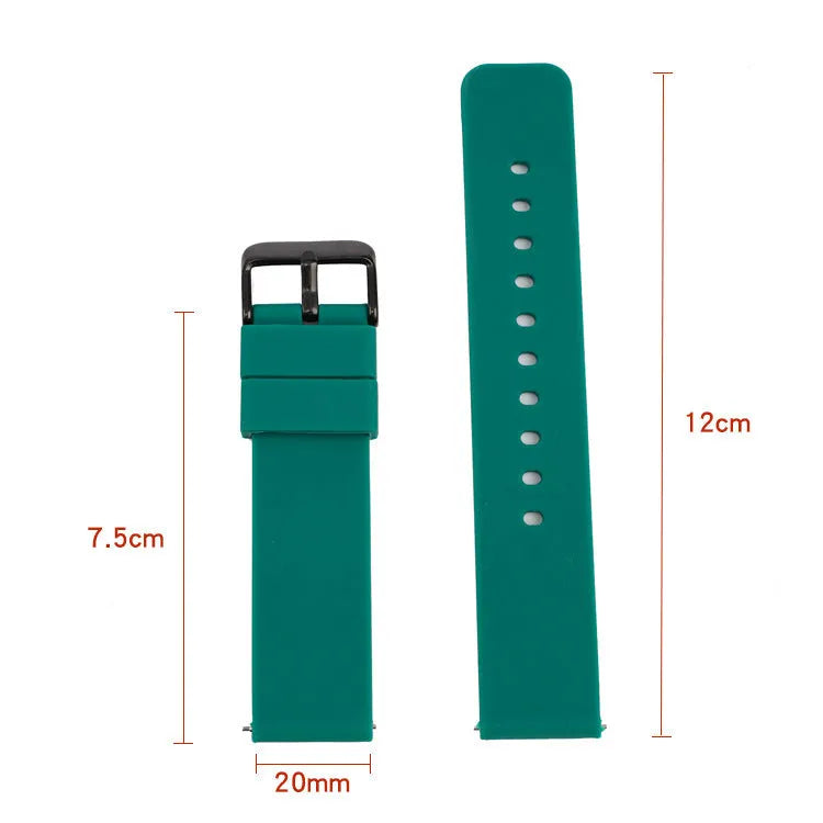 Multicolor silicone waterproof smart watch band with switch ear clip – black silver buckle, 18-24mm sizes