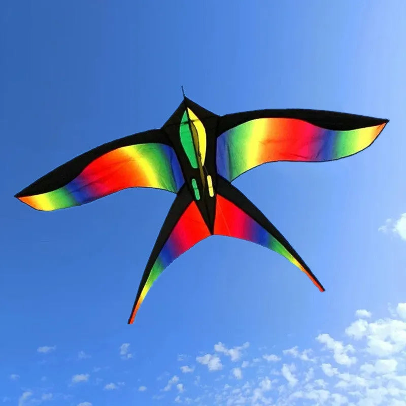 Creative Home 45cm gradient rainbow swallow kite on a checked cloth surface with thread board beside it